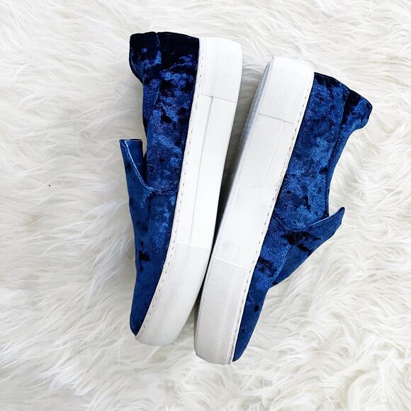 J/SLIDES Acer Blue Velvet Slip-On Platform Sneakers - Picture 4 of 7
